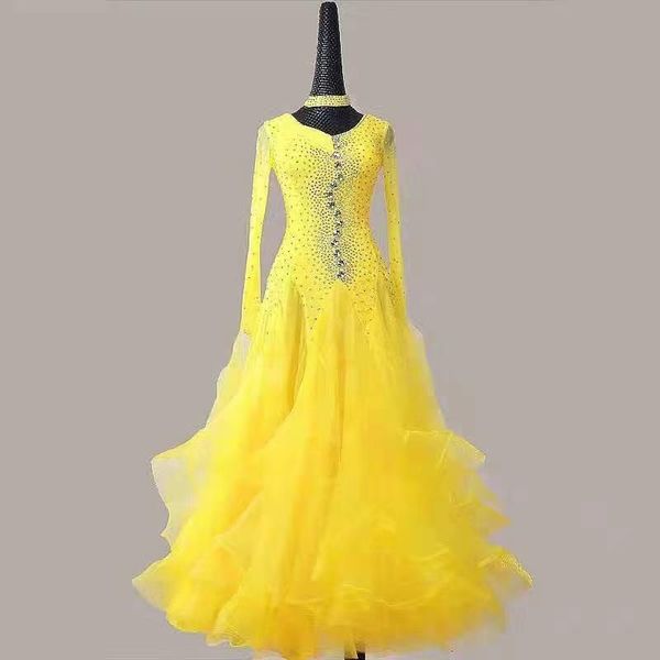 stage wear yellow ballroom competition dance dress lady's 2021 design standard waltz dancing skirt women modern dresses, Black;red
stage wear yellow ballroom competition dance dress lady's 2021 design standard waltz dancing skirt women modern dresses, Black;red