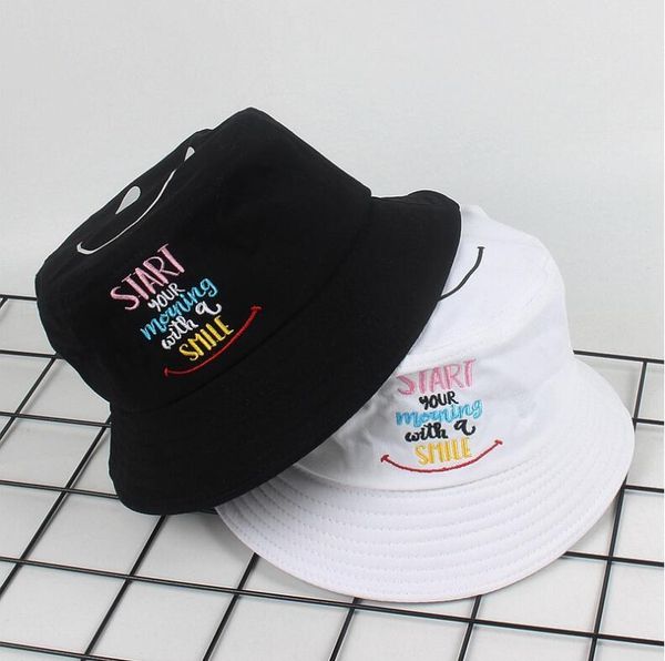 cloches start you moring with a smile embroidery bucket hat for men women summer fishing panama lovers flat, Blue;gray
cloches start you moring with a smile embroidery bucket hat for men women summer fishing panama lovers flat, Blue;gray