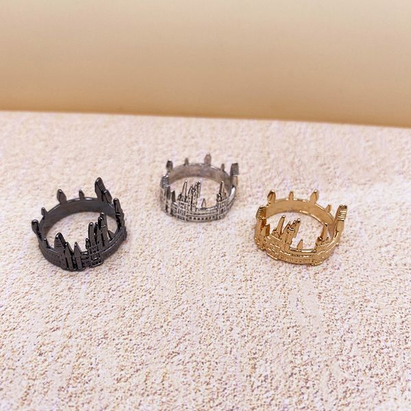 small fairy tale personality three dimensional castle sweet temperament relief design crown couple pair ring, Silver
small fairy tale personality three dimensional castle sweet temperament relief design crown couple pair ring, Silver