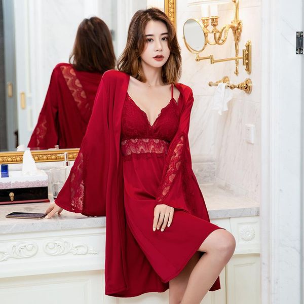 robe set lady lace hollow out kimono gown satin sleepwear bride bridesmaid wedding bathrobe backless intimate lingerie women's, Black;red
robe set lady lace hollow out kimono gown satin sleepwear bride bridesmaid wedding bathrobe backless intimate lingerie women's, Black;red