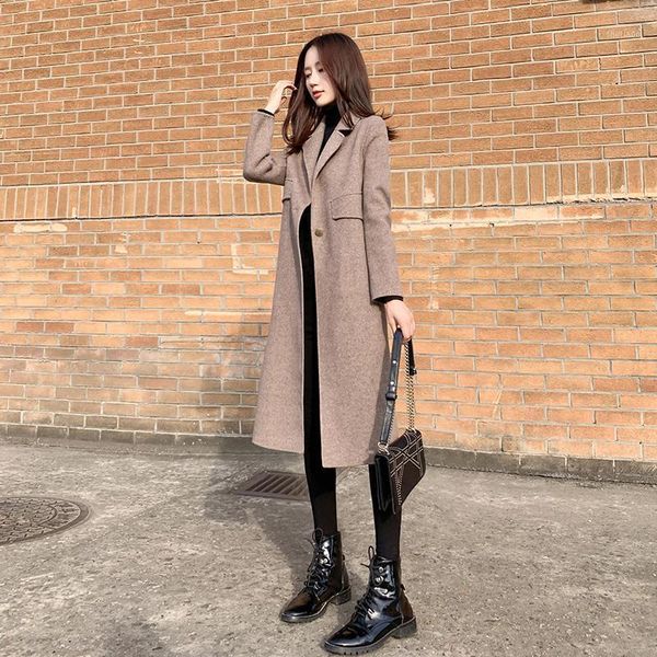 women's wool & blends 2021 women autumn winter long woolen coats female loose solid color jackets ladies sleeve warm outwears q561, Black
women's wool & blends 2021 women autumn winter long woolen coats female loose solid color jackets ladies sleeve warm outwears q561, Black