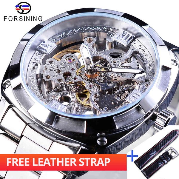 forsining clock + band set combination mechanical fashion sier men automatic s lighting hand waterproof male, Slivery;brown
forsining clock + band set combination mechanical fashion sier men automatic s lighting hand waterproof male, Slivery;brown