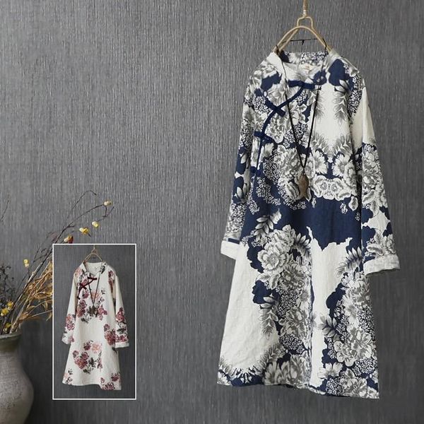 ethnic clothing literary style vintage casual qipao blue and white china printed cheongsams womens long sleeve chinese dresses retro button, Red
ethnic clothing literary style vintage casual qipao blue and white china printed cheongsams womens long sleeve chinese dresses retro button, Red