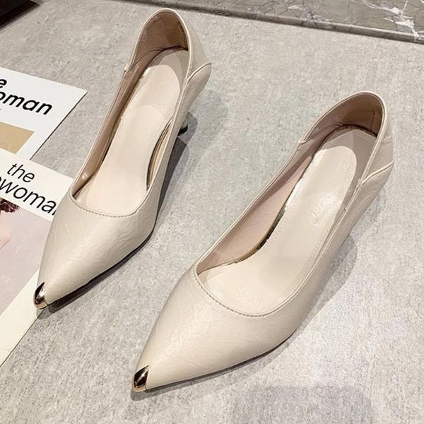 dress shoes casual fashion pointed kitten with metal decoration heels lady office solid color thin soft pu leather high quality, Black
dress shoes casual fashion pointed kitten with metal decoration heels lady office solid color thin soft pu leather high quality, Black