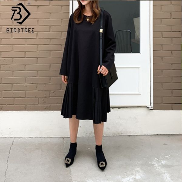 plus size autumn new women's solid dress pleated sweet loose full sleeve mid-calf o-neck simple style clothing d98803k 210419, Black;gray
plus size autumn new women's solid dress pleated sweet loose full sleeve mid-calf o-neck simple style clothing d98803k 210419, Black;gray