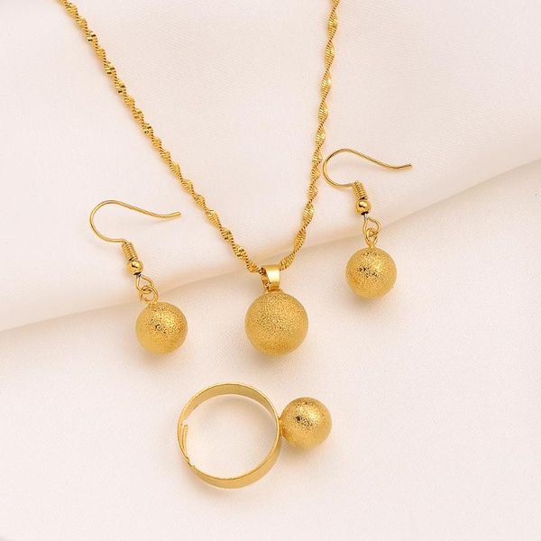 earrings & necklace fashion retro matte ball pendant 24k fine gold gf charm jewelry sets finely worked bright made in italy, Silver
earrings & necklace fashion retro matte ball pendant 24k fine gold gf charm jewelry sets finely worked bright made in italy, Silver