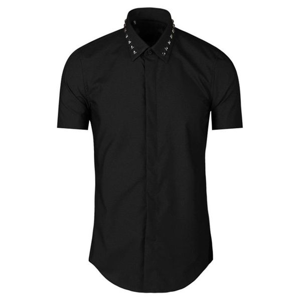 men's casual shirts 2021 luxury men classic metal rivets rivet fashion cotton shirt pocket short sleeves #a38, White;black
men's casual shirts 2021 luxury men classic metal rivets rivet fashion cotton shirt pocket short sleeves #a38, White;black