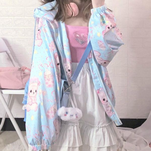 women's jackets harajuku bear print women thin sunscreen coat zipper hoodies spring summer cute lolita style for girls teen sweet, Black;brown
women's jackets harajuku bear print women thin sunscreen coat zipper hoodies spring summer cute lolita style for girls teen sweet, Black;brown