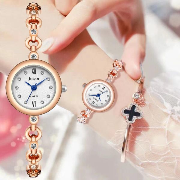 wristwatches luxury diamond women fashion bracelet watches snowflake dial design elegant silver ladies quartz rose gold clock, Slivery;brown
