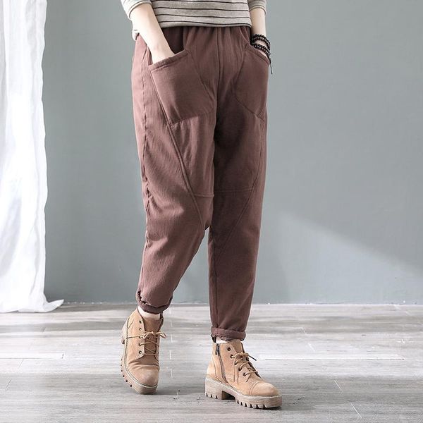 women's pants & capris thick cotton padded women 2021 winter loose elastic waist pockets vintage casual warm trousers, Black;white
women's pants & capris thick cotton padded women 2021 winter loose elastic waist pockets vintage casual warm trousers, Black;white