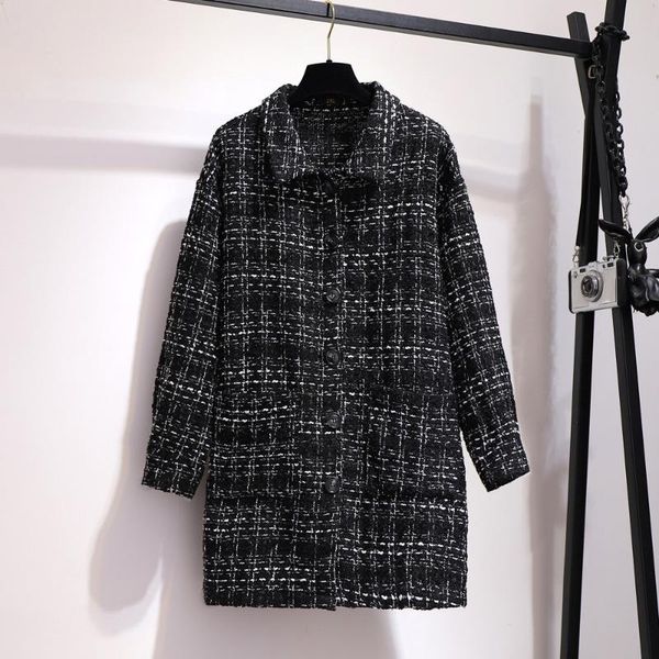 women's wool & blends 2xl~ 6xl autumn winter 2021 long loose tweed plaid trench single-breasted sleeves overcoat fashion black coat b6
women's wool & blends 2xl~ 6xl autumn winter 2021 long loose tweed plaid trench single-breasted sleeves overcoat fashion black coat b6