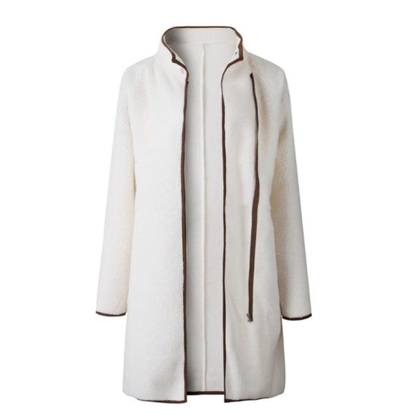 women winter plush long cardigan coat open front sleeve stand collar jacket women's jackets, Black;brown
women winter plush long cardigan coat open front sleeve stand collar jacket women's jackets, Black;brown