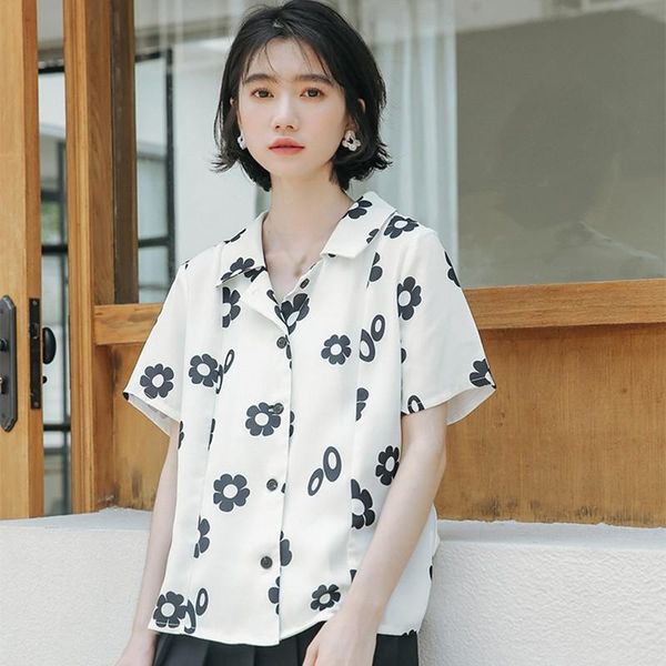 women's blouses & shirts summer floral printed for women fashion wild lapel short sleeve casual loose chiffon blouse, White
women's blouses & shirts summer floral printed for women fashion wild lapel short sleeve casual loose chiffon blouse, White