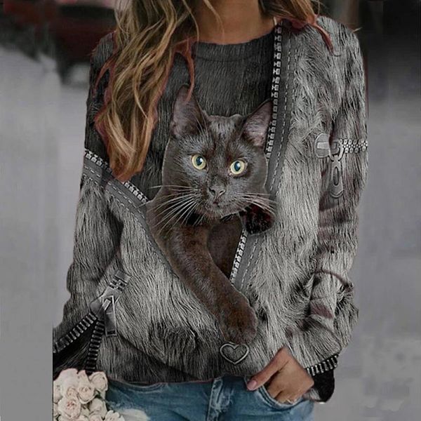 women's blouses & shirts 2021 fashion women sweatshirts black cat print spring blouse autumn casual long sleeve tee o-neck loose pullov, White
women's blouses & shirts 2021 fashion women sweatshirts black cat print spring blouse autumn casual long sleeve tee o-neck loose pullov, White