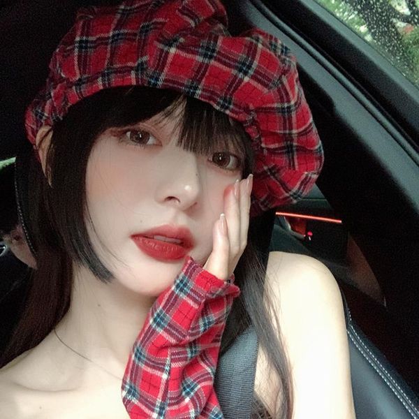 stingy brim hats red plaid octagonal beret women spring and autumn big head circumference painter hat, Blue;gray
stingy brim hats red plaid octagonal beret women spring and autumn big head circumference painter hat, Blue;gray
