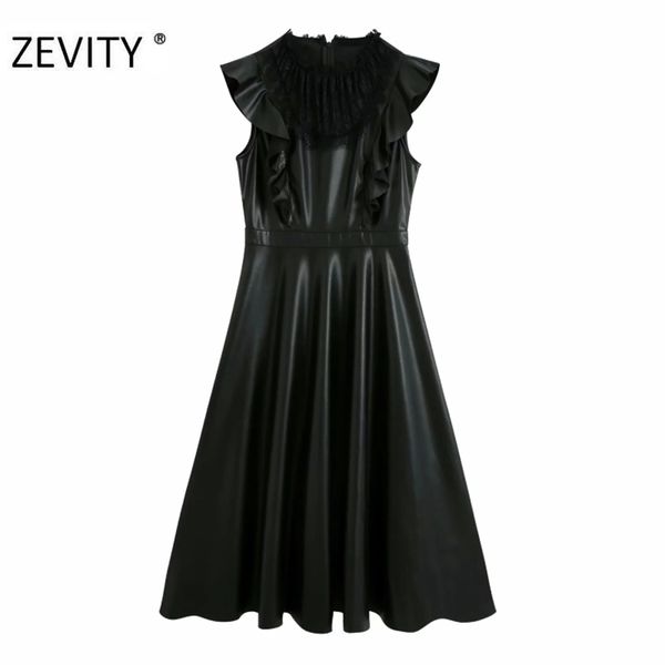 women lace patchwork casual pu leather a line dress female sleeveless ruffles vestido chic back zipper dresses ds4437 210420, Black;gray
women lace patchwork casual pu leather a line dress female sleeveless ruffles vestido chic back zipper dresses ds4437 210420, Black;gray