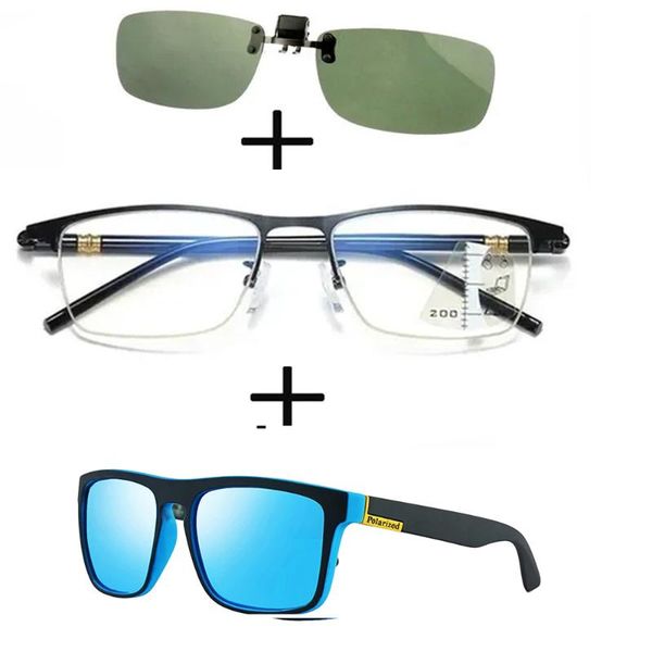 sunglasses 3pcs progressive far and near business reading glasses for men women + polarized squared clip, White;black
sunglasses 3pcs progressive far and near business reading glasses for men women + polarized squared clip, White;black