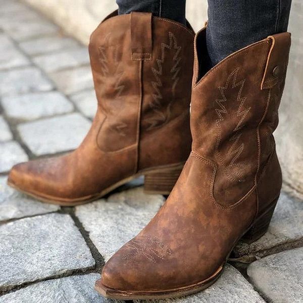 women classic embroider western cowboy boots ladies mid heels women's slip on woman mid-calf female shoes botas mujer, Black
women classic embroider western cowboy boots ladies mid heels women's slip on woman mid-calf female shoes botas mujer, Black