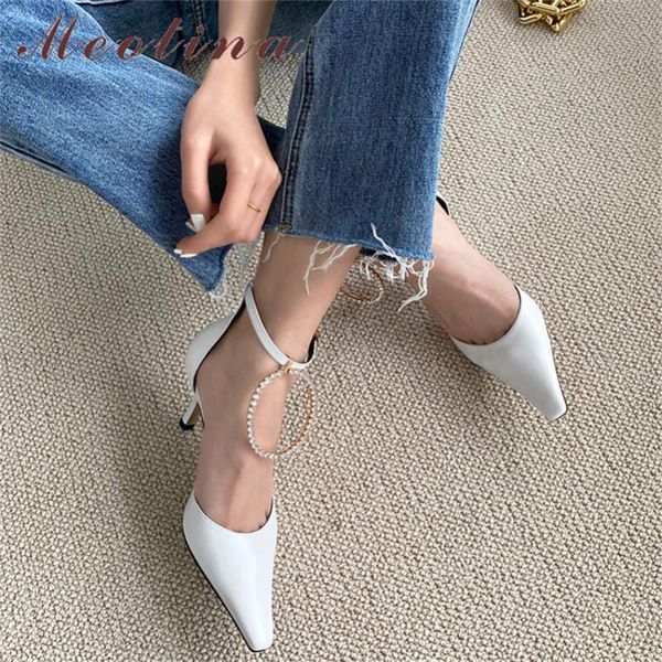 dress shoes meotina genuine leather sandals women pointed toe ankle-strap thin heel fashion crystal ladies footwear summer white 40, Black
dress shoes meotina genuine leather sandals women pointed toe ankle-strap thin heel fashion crystal ladies footwear summer white 40, Black