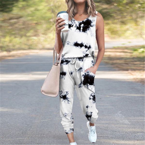 womens solid color printing tracksuits fashion trend sleeveless drawstring trousers 2pcs sets designer summer female loose casual suits, Gray
womens solid color printing tracksuits fashion trend sleeveless drawstring trousers 2pcs sets designer summer female loose casual suits, Gray