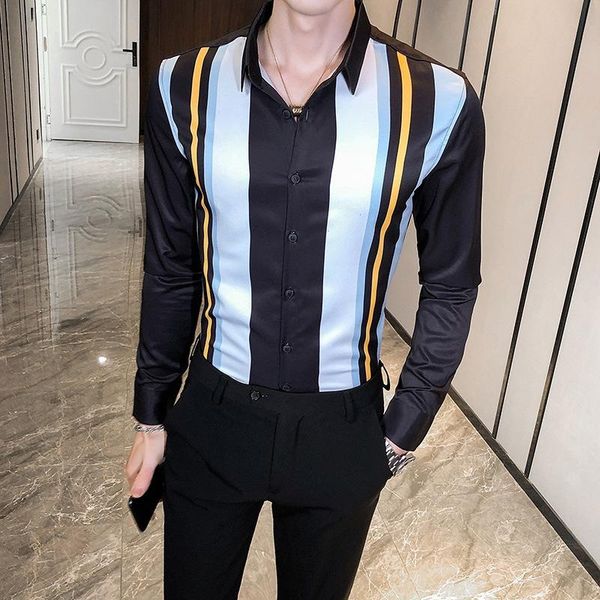 fall men's color striped long-sleeved shirt slim-fit british handsome boy base casual shirts, White;black
fall men's color striped long-sleeved shirt slim-fit british handsome boy base casual shirts, White;black