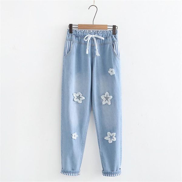 women's jeans autumn fashion thin denim trousers women students lovely wild five pointed star high waist loose casual pants g042, Blue
women's jeans autumn fashion thin denim trousers women students lovely wild five pointed star high waist loose casual pants g042, Blue