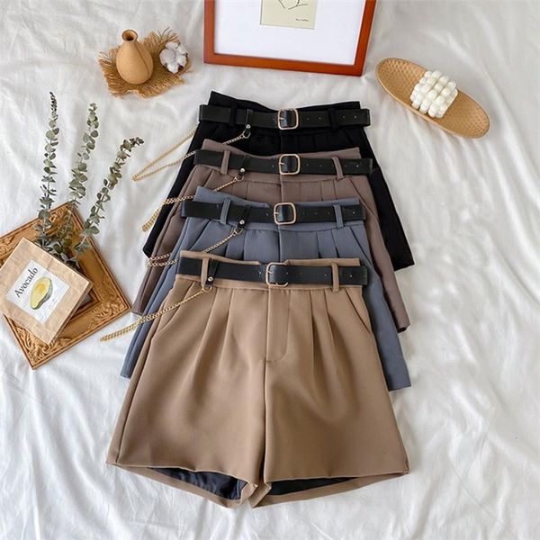 women's shorts 2021 high waist thin a-line suit female wide legged korean style casual short pants office with belt, White;black
women's shorts 2021 high waist thin a-line suit female wide legged korean style casual short pants office with belt, White;black
