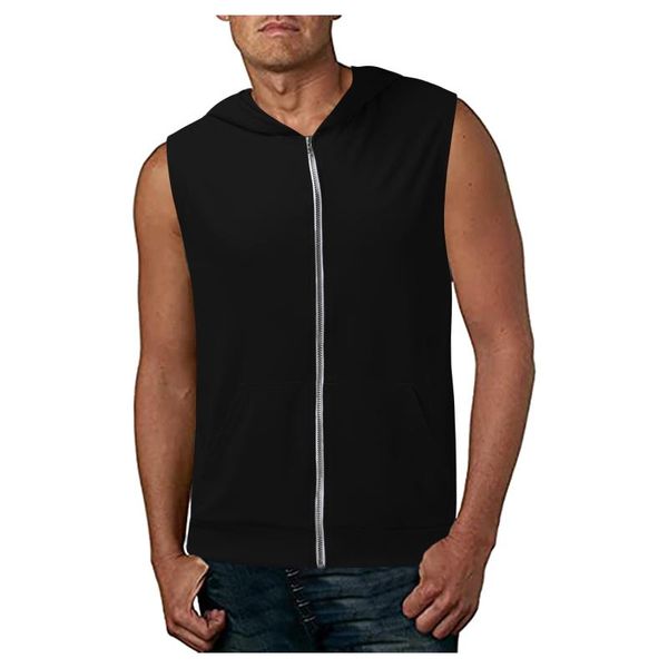 men' tank summer sports fitness gym hoodies solid color sleeveless hooded cardigan workout zipper vest 5, White;black
men' tank summer sports fitness gym hoodies solid color sleeveless hooded cardigan workout zipper vest 5, White;black
