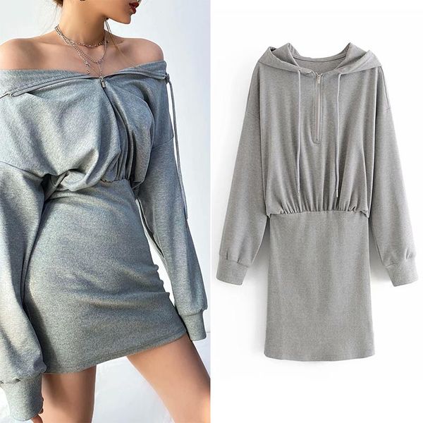 spring autumn women hooded sweater dress causal high waist fashion lady solid loose elegant girl zipper outfits casual dresses, Black;gray
spring autumn women hooded sweater dress causal high waist fashion lady solid loose elegant girl zipper outfits casual dresses, Black;gray