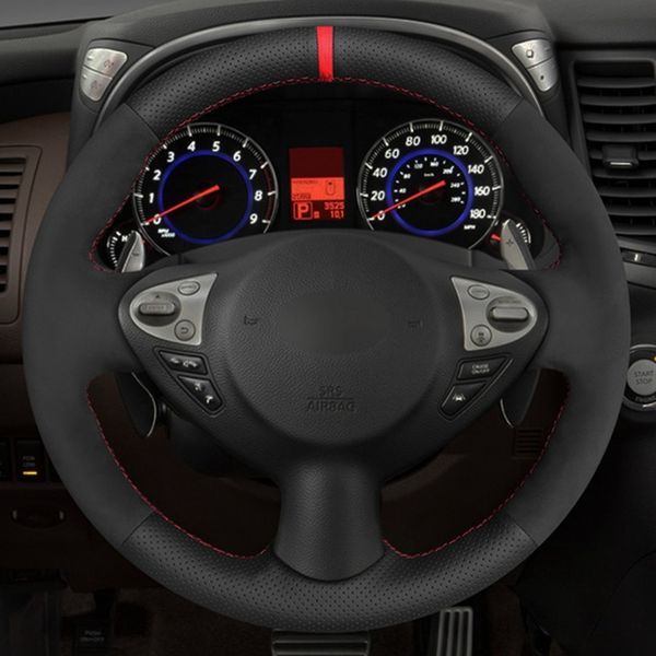 car steering wheel cover black genuine leather suede for infiniti fx fx35 fx37 fx50 2009-2013 qx70 nissan juke 370z note (uk)
car steering wheel cover black genuine leather suede for infiniti fx fx35 fx37 fx50 2009-2013 qx70 nissan juke 370z note (uk)