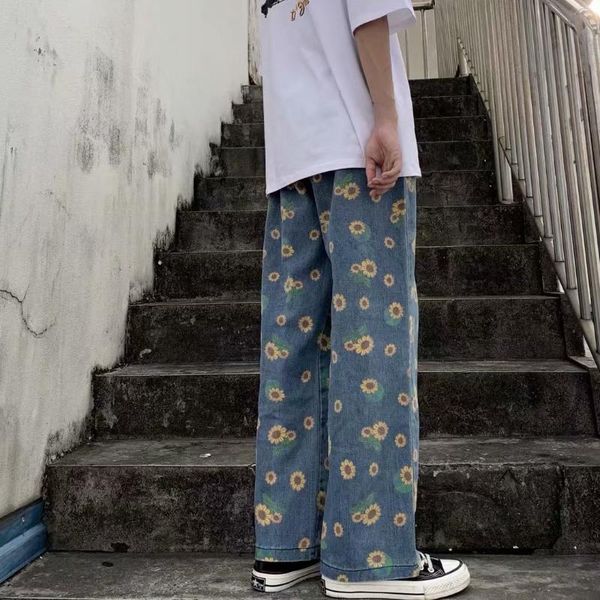 men's jeans hip-hop printed 2021 fall fashion women's daisy pattern trousers street oversized pants jogger clothing, Blue
men's jeans hip-hop printed 2021 fall fashion women's daisy pattern trousers street oversized pants jogger clothing, Blue