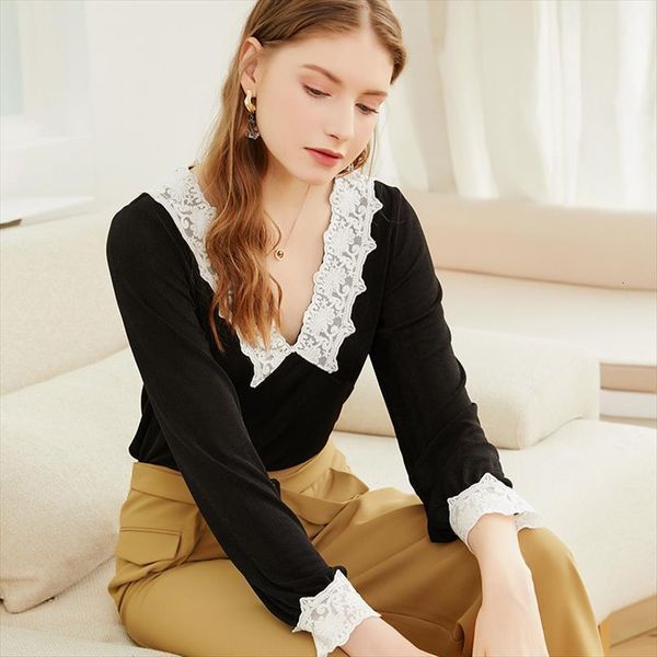 spring and autumn knitwear retro women sweater collage sleeve thin water soluble v neck womens, White;black
spring and autumn knitwear retro women sweater collage sleeve thin water soluble v neck womens, White;black