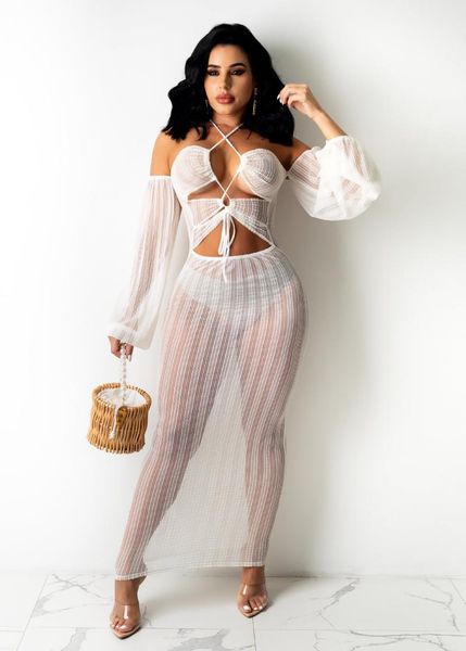 casual dresses women's mesh perspective dress white one shoulder lace up long sleeve fashion beach 2021, Black;gray
casual dresses women's mesh perspective dress white one shoulder lace up long sleeve fashion beach 2021, Black;gray