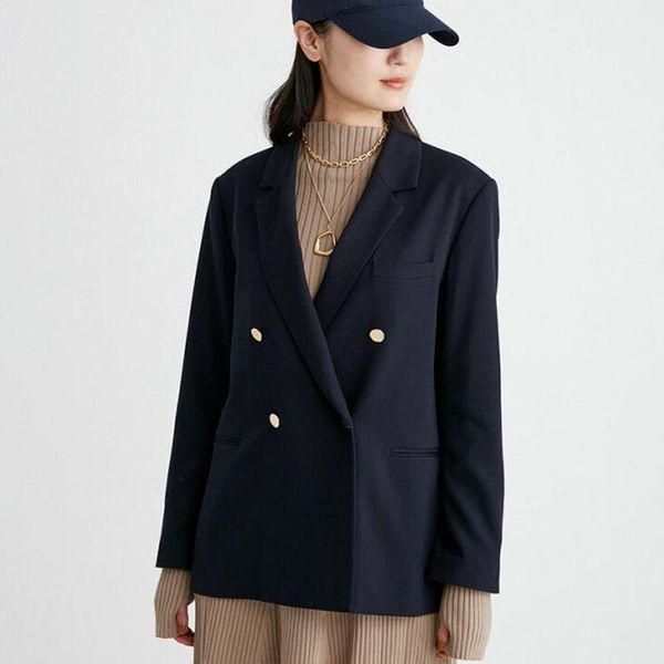 women's suits & blazers 2021 autumn japanese elegant jacket women fashion all match solid jackets notched collar double breasted design, White;black
women's suits & blazers 2021 autumn japanese elegant jacket women fashion all match solid jackets notched collar double breasted design, White;black