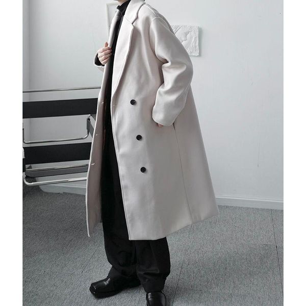 men's wool & blends korean style woolen coat fashion casual oversize long men streetwear loose double-breasted mens overcoat 9m42, Black
men's wool & blends korean style woolen coat fashion casual oversize long men streetwear loose double-breasted mens overcoat 9m42, Black