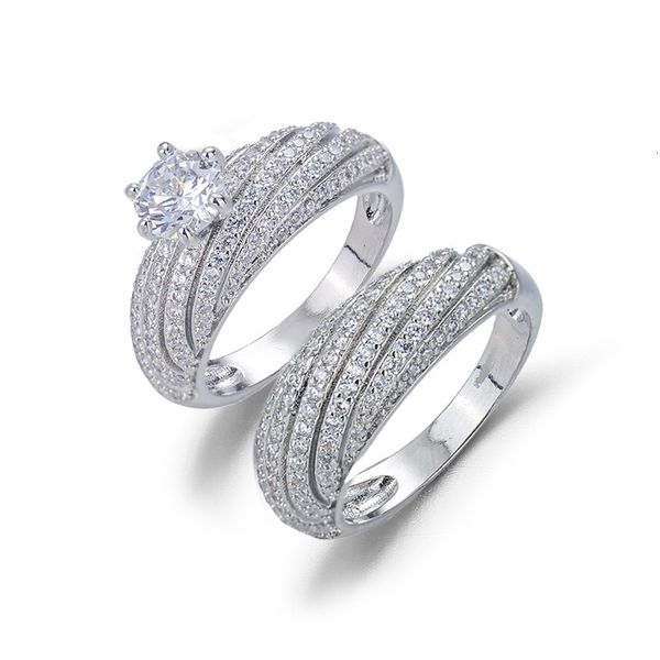 full diamond engagement women's suit elegant fashion wedding ring zircon jewelry, Silver
full diamond engagement women's suit elegant fashion wedding ring zircon jewelry, Silver