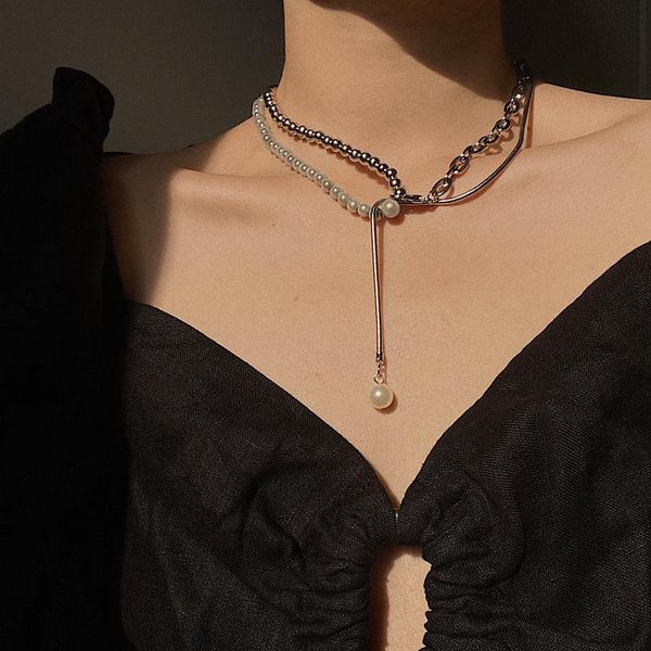 pendant necklaces aomu 2021 personality colorful long pearl interspersed metal choker chain for women gifts jewelry three ways wearing, Silver
pendant necklaces aomu 2021 personality colorful long pearl interspersed metal choker chain for women gifts jewelry three ways wearing, Silver