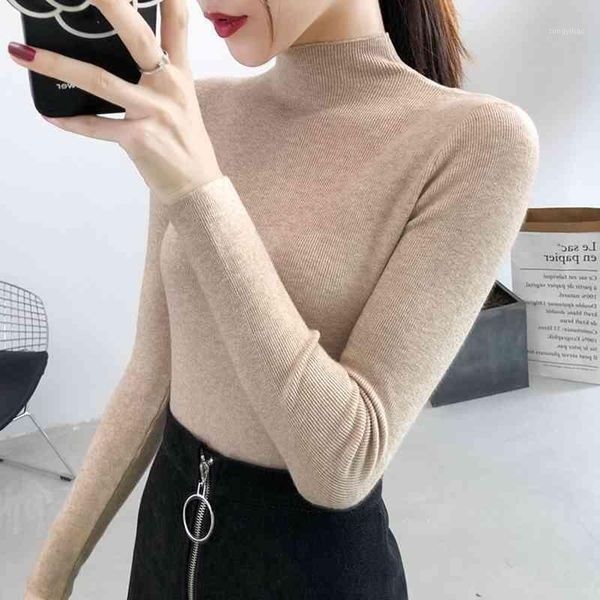 women's sweaters mock neck thin soft slim girl's knitted sweater basic shirts korea style women autumn pullover all-match casual, White;black
women's sweaters mock neck thin soft slim girl's knitted sweater basic shirts korea style women autumn pullover all-match casual, White;black