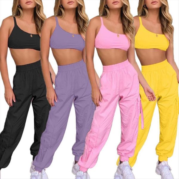 backless bandage womenpant crop camisole pockets long cargo outfits elastic sets with, White
backless bandage womenpant crop camisole pockets long cargo outfits elastic sets with, White