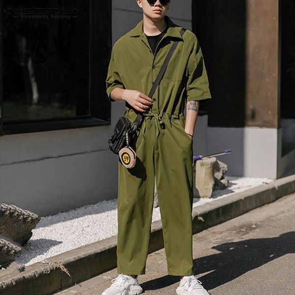 men's pants fashion mens cargo overalls half sleeve solid color joggers button streetwear men rompers leisure loose jumpsuits incerun, Black
men's pants fashion mens cargo overalls half sleeve solid color joggers button streetwear men rompers leisure loose jumpsuits incerun, Black