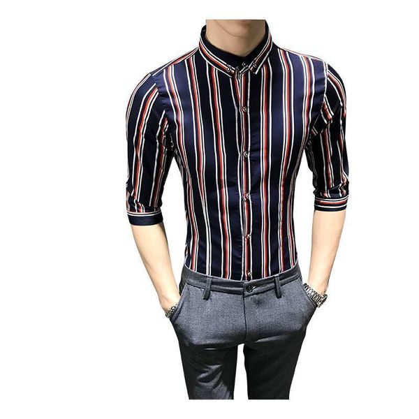 men shirt slim fit 3/4 sleeve 2021 summer tuxedo casual party striped dress shirts mens plus size xxxxxl men's, White;black
men shirt slim fit 3/4 sleeve 2021 summer tuxedo casual party striped dress shirts mens plus size xxxxxl men's, White;black