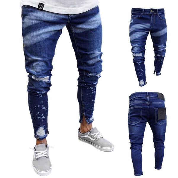 men's pants high waisted ripped jeans men plus size denim casual male skinny long trousers, Black
men's pants high waisted ripped jeans men plus size denim casual male skinny long trousers, Black