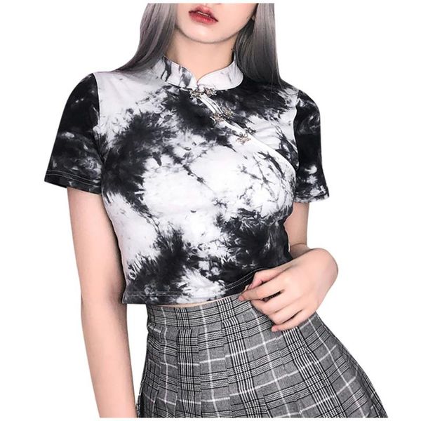 women's blouses & shirts 2021 summer women short sleeve slim tie-dye printed stand collar street fashion basic casual crop top, White
women's blouses & shirts 2021 summer women short sleeve slim tie-dye printed stand collar street fashion basic casual crop top, White