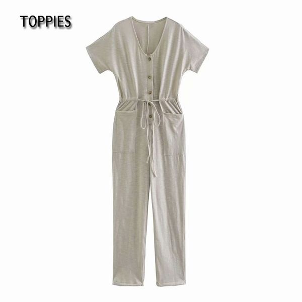 ies casual short sleeve jumpsuit women ajustable waist rompers summer female overalls solid color 210412, Black;white
ies casual short sleeve jumpsuit women ajustable waist rompers summer female overalls solid color 210412, Black;white