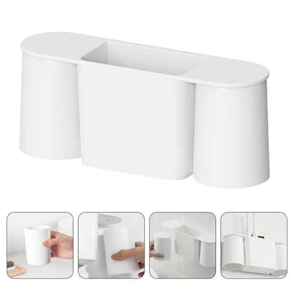 1pc bathroom storage rack punching-toothbrush toilet accessory (white) bath set