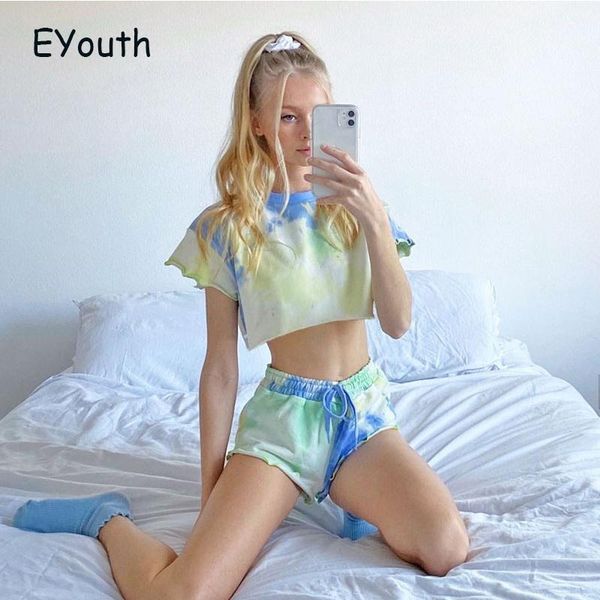 tie dye print tracksuit casual sporty outfits 2021 summer crop and booty shorts streetwear 2 piece set clothes for women women's tracks, Gray
tie dye print tracksuit casual sporty outfits 2021 summer crop and booty shorts streetwear 2 piece set clothes for women women's tracks, Gray