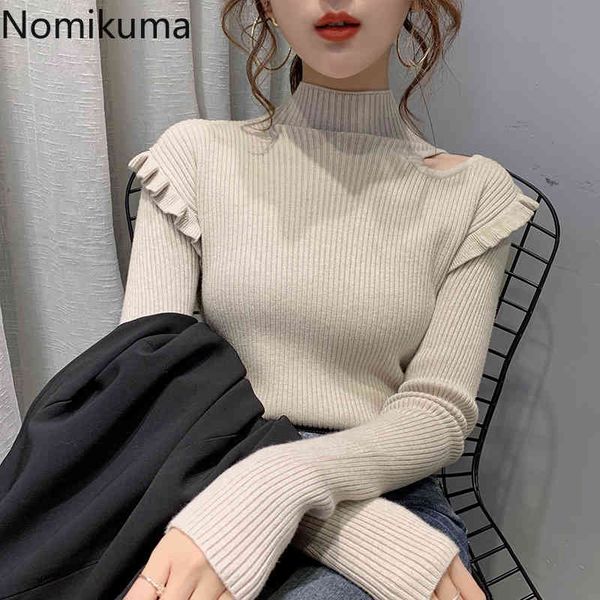 nomikuma hollow out turtleneck sweaters women sueter mujer ruffles long sleeve slim pullovers jumpers casual fashion 3b424 210514, White;black
nomikuma hollow out turtleneck sweaters women sueter mujer ruffles long sleeve slim pullovers jumpers casual fashion 3b424 210514, White;black