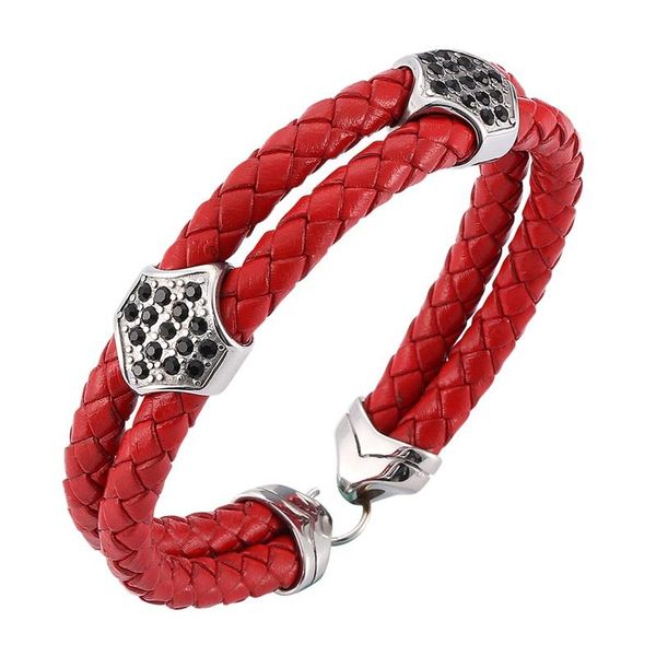 charm bracelets fashion red double layer bracelet steel buckle zircon accessories genuine leather men women trendy birthday gift bb0203, Golden;silver
charm bracelets fashion red double layer bracelet steel buckle zircon accessories genuine leather men women trendy birthday gift bb0203, Golden;silver