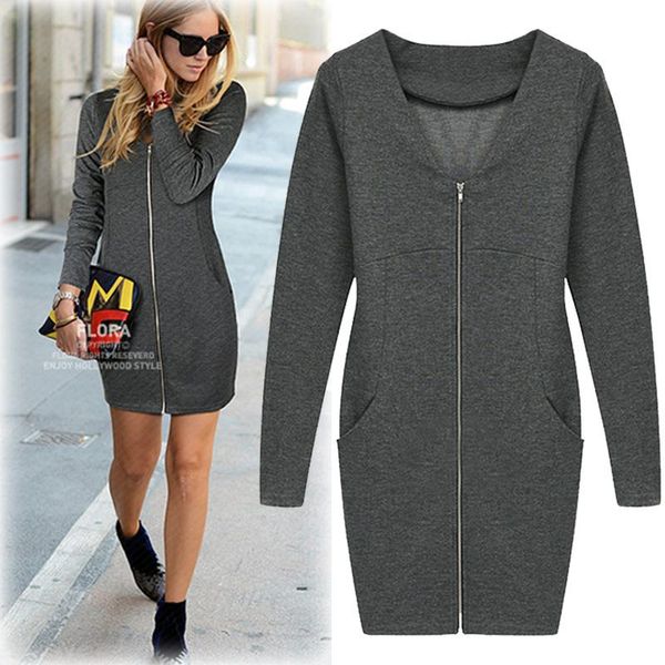 casual dresses xl-5xl plus size women 2021 autumn winter fashion zipper elegant dress vestidos long-sleeve female clothing, Black;gray
casual dresses xl-5xl plus size women 2021 autumn winter fashion zipper elegant dress vestidos long-sleeve female clothing, Black;gray