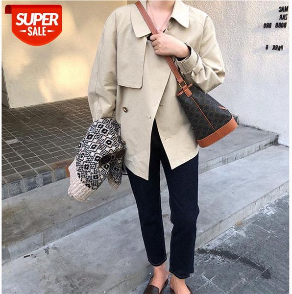 khaki short trench coat women loose double-breasted temperament small british style #v59s, Black
khaki short trench coat women loose double-breasted temperament small british style #v59s, Black